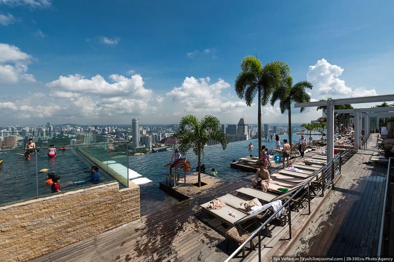 Отель Marina Bay Sands, бассейн под облаками но самое главное это бассейн